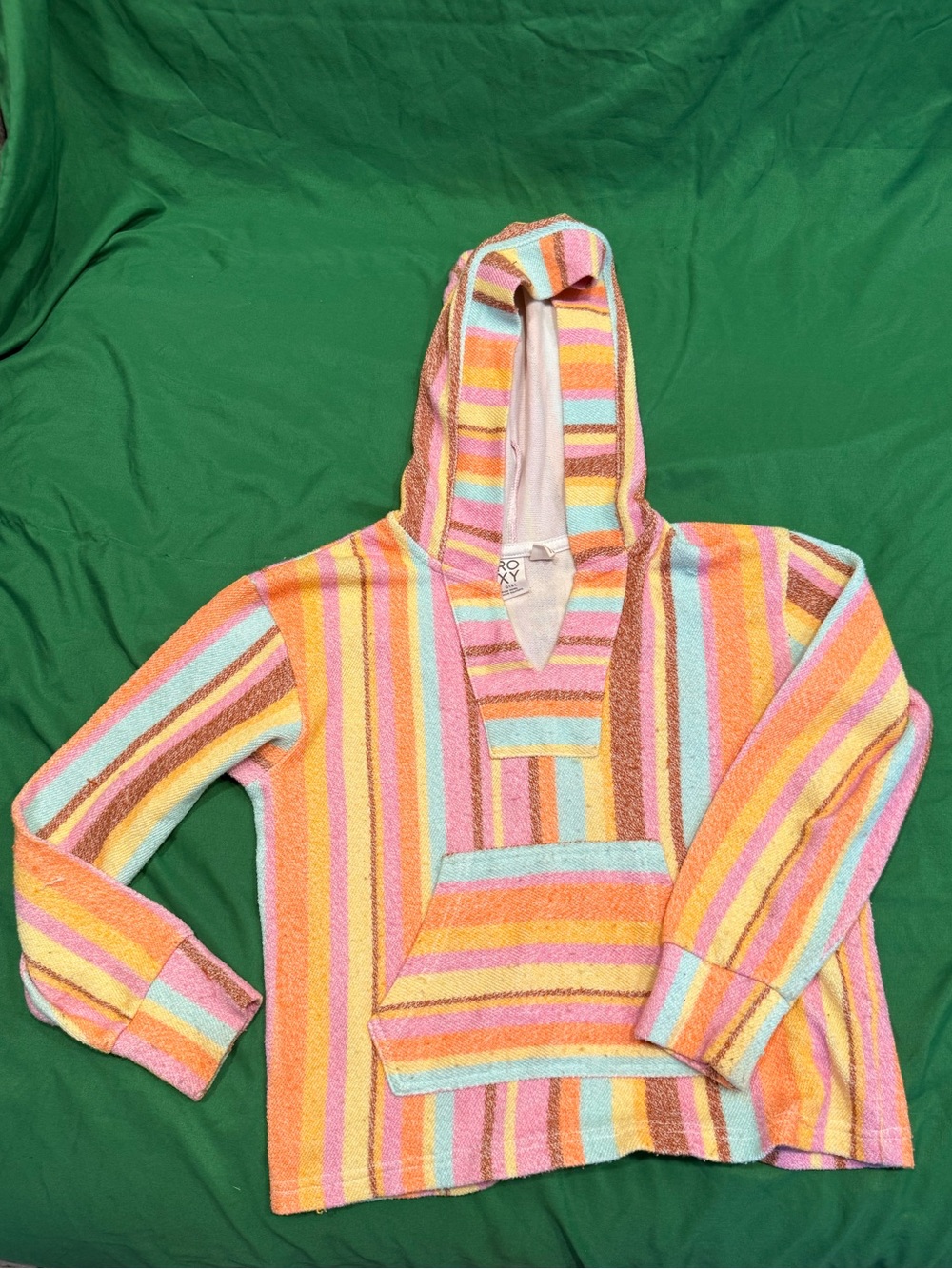Roxy Striped Hooded Pullover Sweater in Pastel Multi